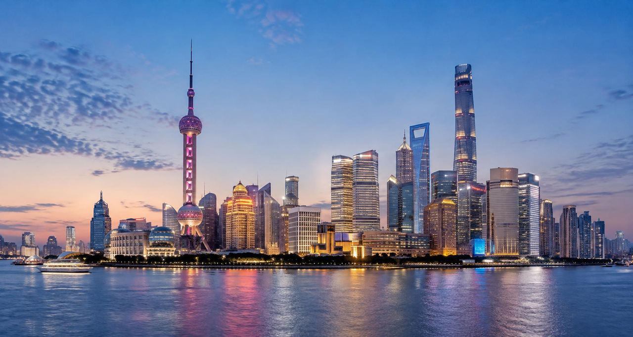 上海陆家嘴天际线与黄浦江